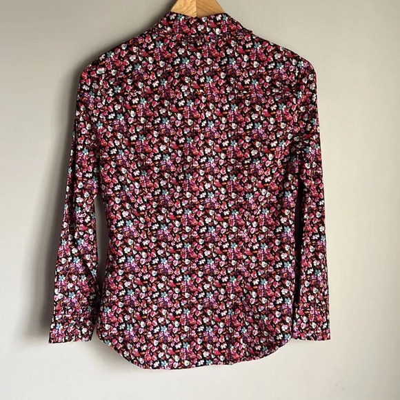 J Crew Tie Neck Tuxedo Shirt Ruffles Liberty Art Fabrics Sarah Print - Picture 3 of 12